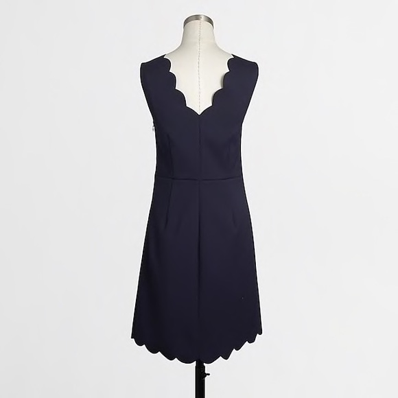 J. Crew Scalloped Trim Navy Dress - Picture 2 of 8